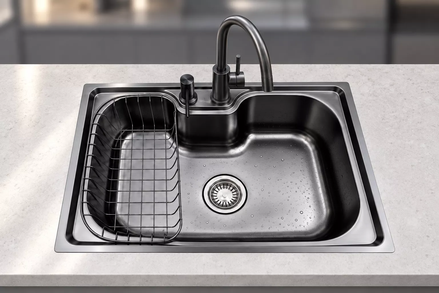 Cuba gourmet de inox black embutida em bancada de cozinha